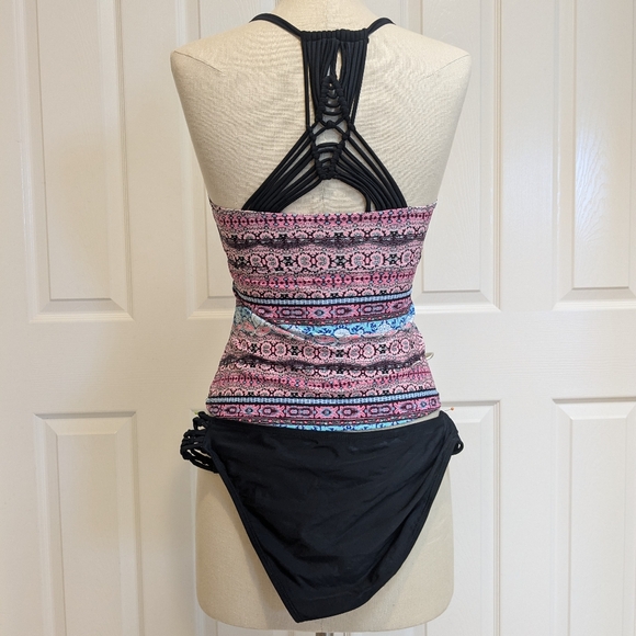 Arizona Jean Co. Women's Multicolor Frilly Two Piece Swimsuit S - Picture 2 of 4